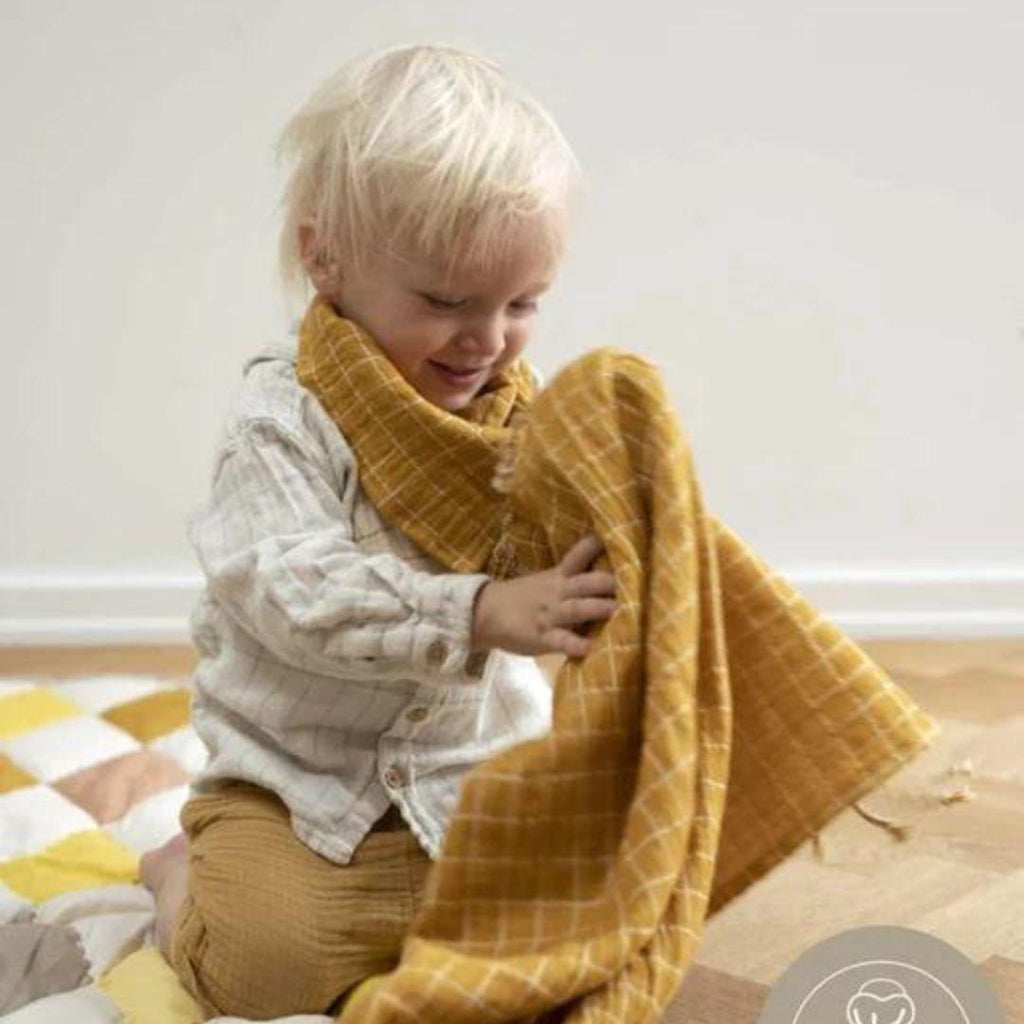 Fabelab Grid Baby Blanket - Ochre - ScandiBugs