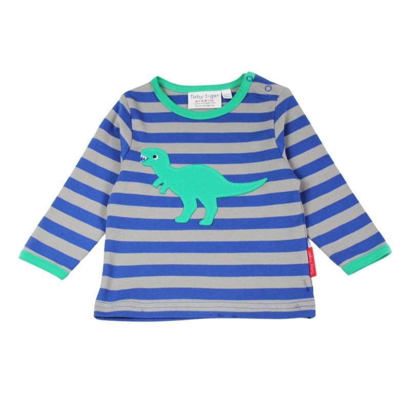 Toby Tiger Organic T-Rex Applique Long Sleeve T-Shirt - ScandiBugs