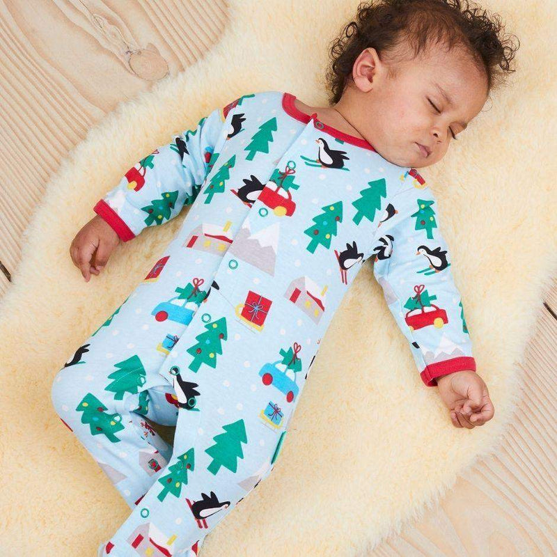 Toby Tiger Organic Penguin's Christmas Print Babygrow – ScandiBugs