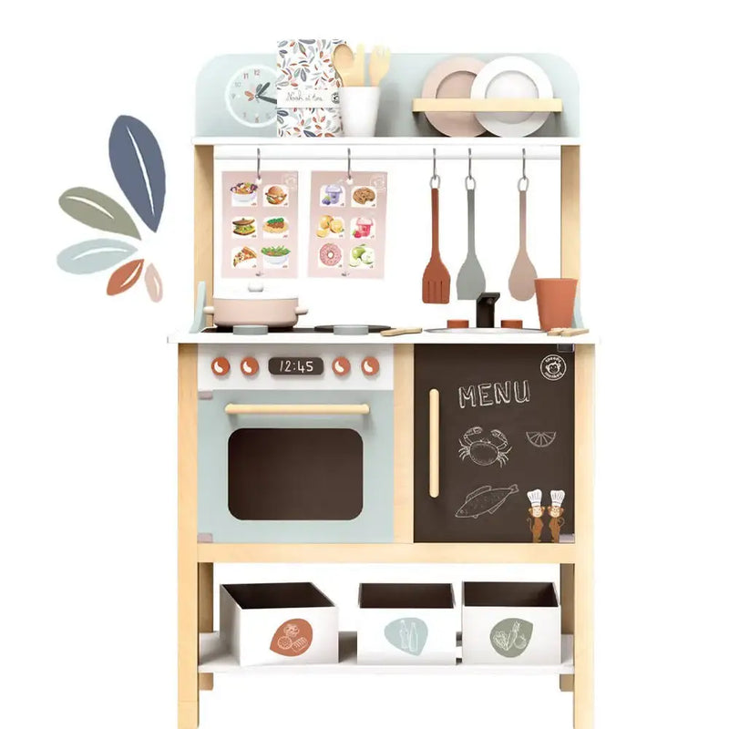 Speedy Monkey Wooden Play Kitchen with 20 Accessories
