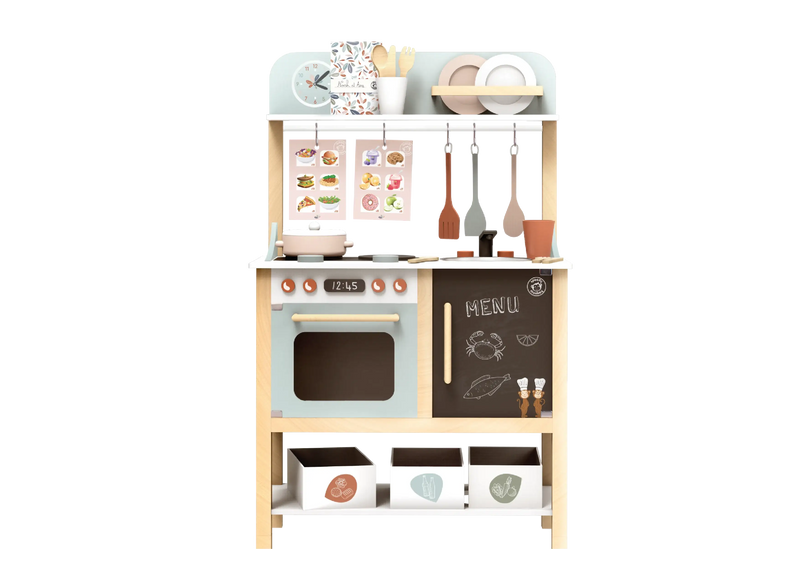 Speedy Monkey Wooden Play Kitchen with 20 Accessories