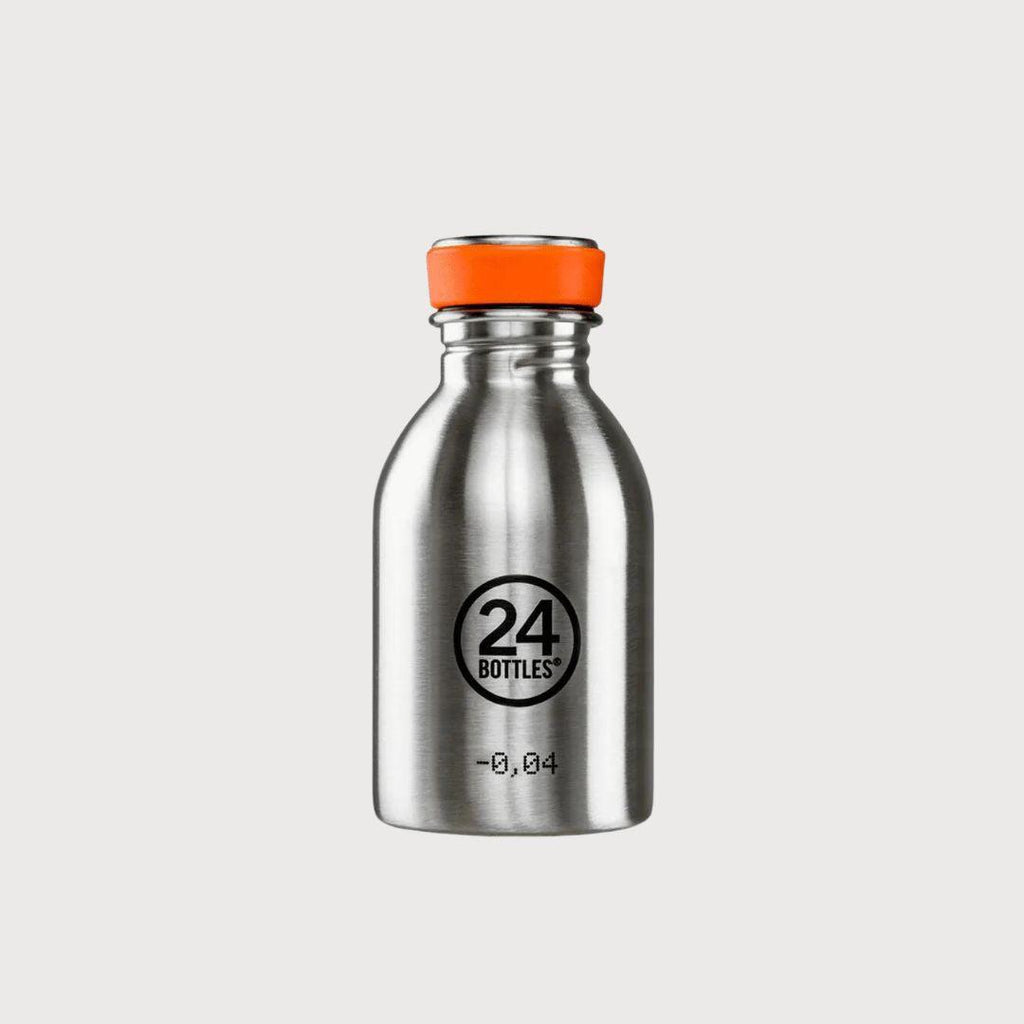 24Bottles Kids Bottle - Brushed Steel 250ml (Screw Cap) - ScandiBugs