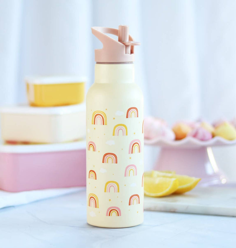A Little Lovely Company XL Stainless Steel Drink / Water Bottle: Rainbows