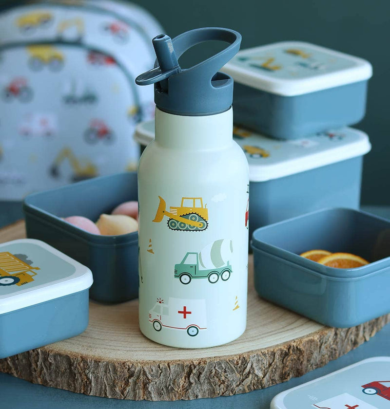 A Little Lovely Company - Kids Stainless Steel Drink / Water Bottle: Vehicles, Cars