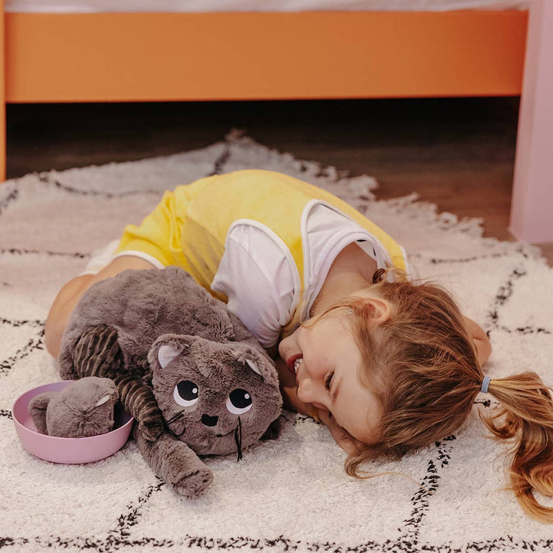 Les Ptipotos - Charlie The Cat Mum & Baby: Brown Grey