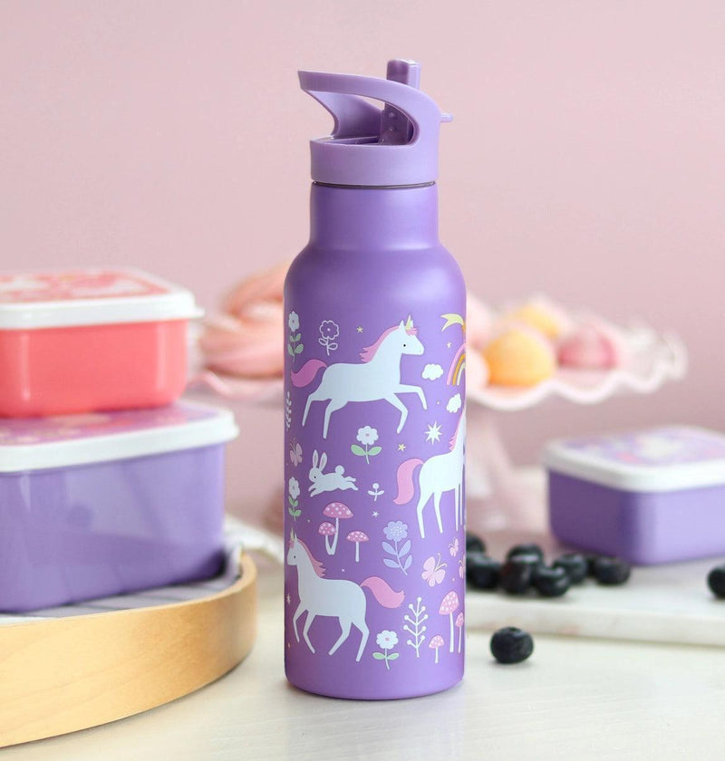 A Little Lovely Company - XL Stainless Steel Drink / Water Bottle: Unicorn Dreams