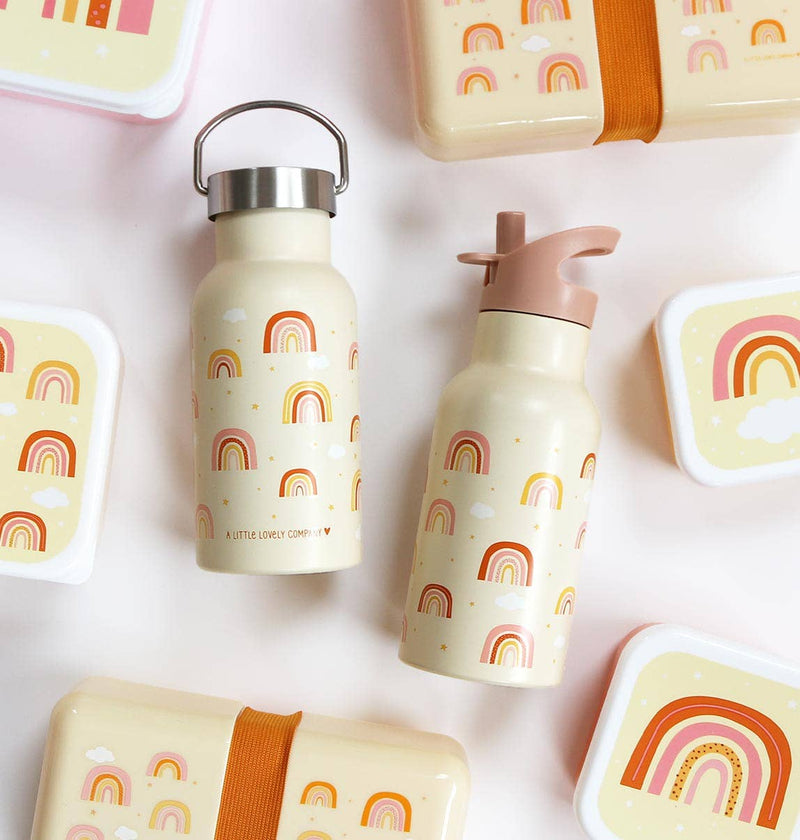 A Little Lovely Company - Kids Stainless Steel Drink / Water Bottle: Rainbows