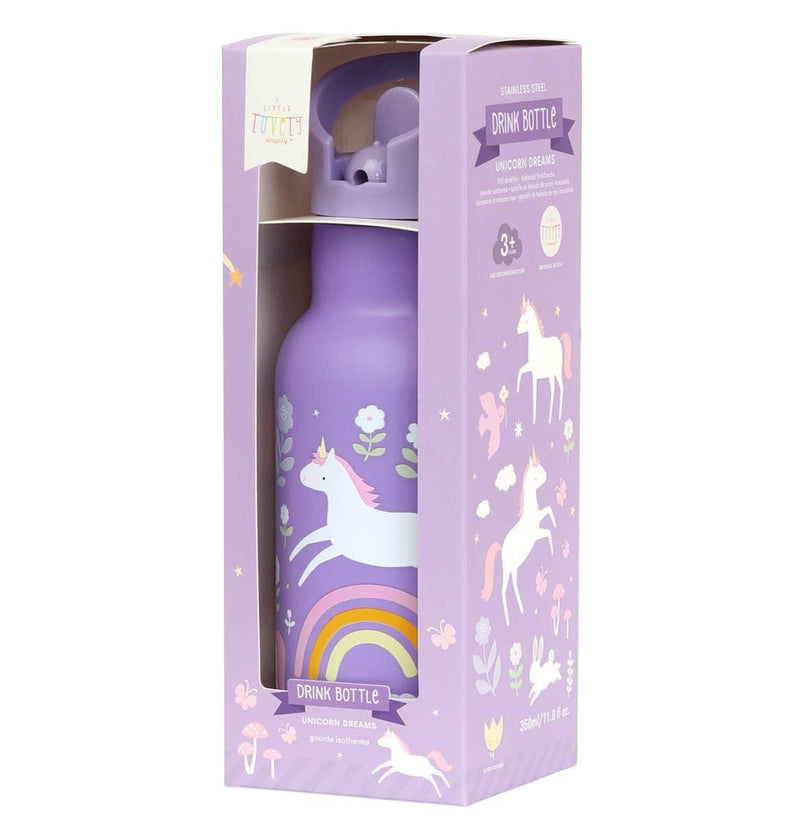 A Little Lovely Company - Kids Stainless Steel Drink / Water Bottle: Unicorn dreams