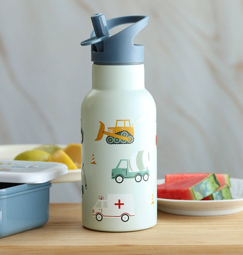 A Little Lovely Company - Kids Stainless Steel Drink / Water Bottle: Vehicles, Cars