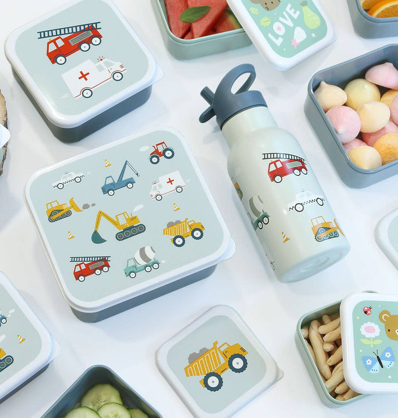 A Little Lovely Company - Kids Stainless Steel Drink / Water Bottle: Vehicles, Cars