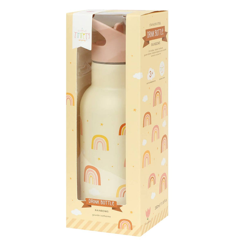 A Little Lovely Company - Kids Stainless Steel Drink / Water Bottle: Rainbows