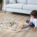 PolarB Wooden Toy Train Set - 92 Pieces