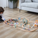 PolarB Wooden Toy Train Set - 92 Pieces