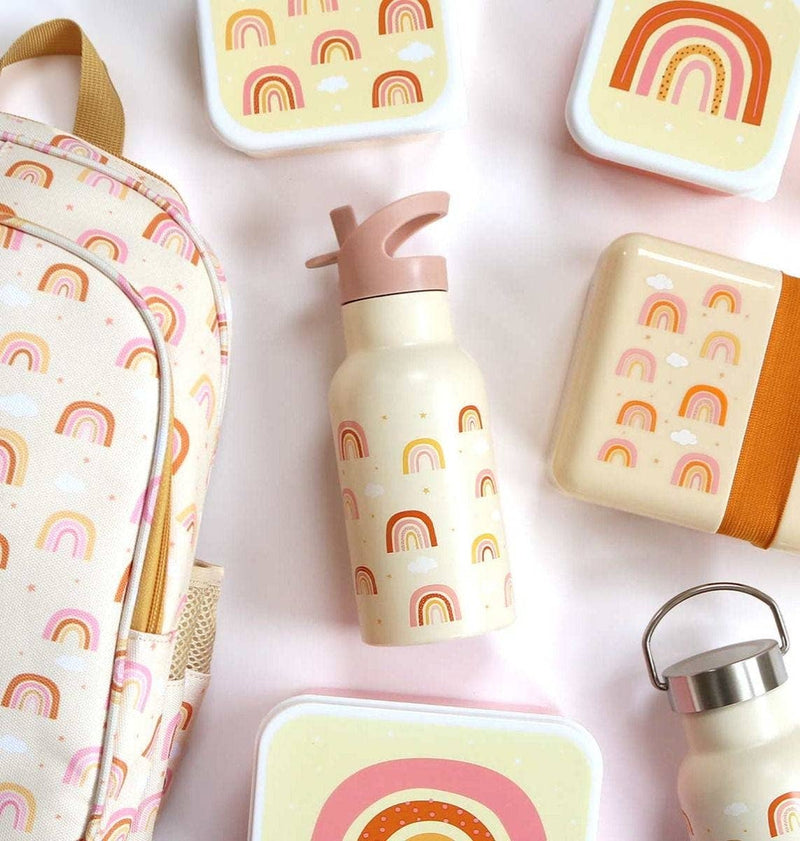 A Little Lovely Company - Kids Stainless Steel Drink / Water Bottle: Rainbows