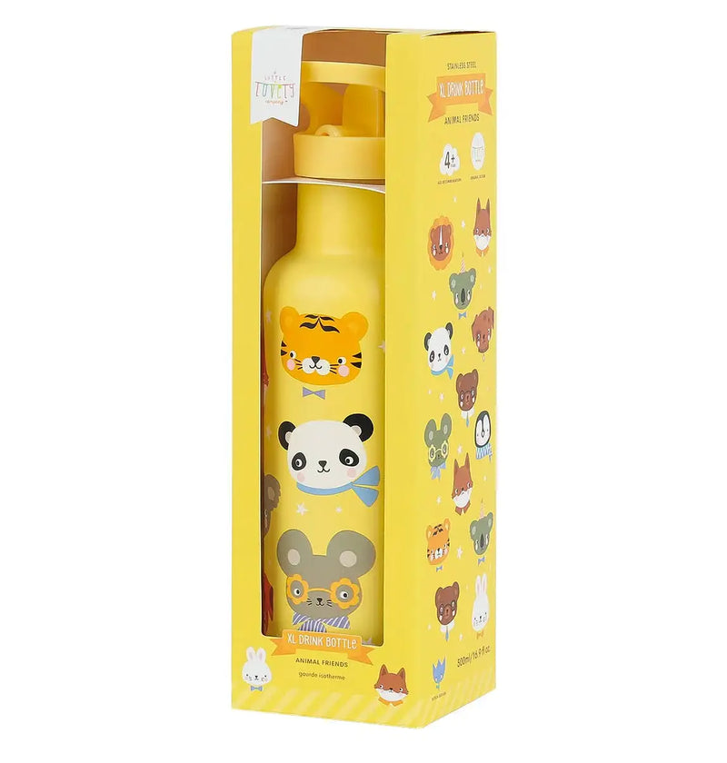 A Little Lovely Company - XL Stainless Steel Drink / Water Bottle: Animal Friends