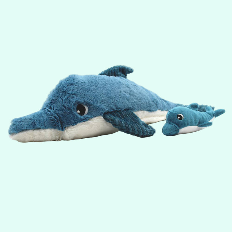 Les Ptipotos -  Darcy The Dolphin Mum & Baby: Blue