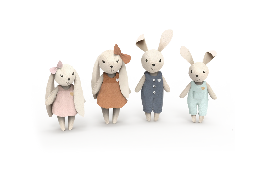 Speedy Monkey Rabbit Family of 4 Characters