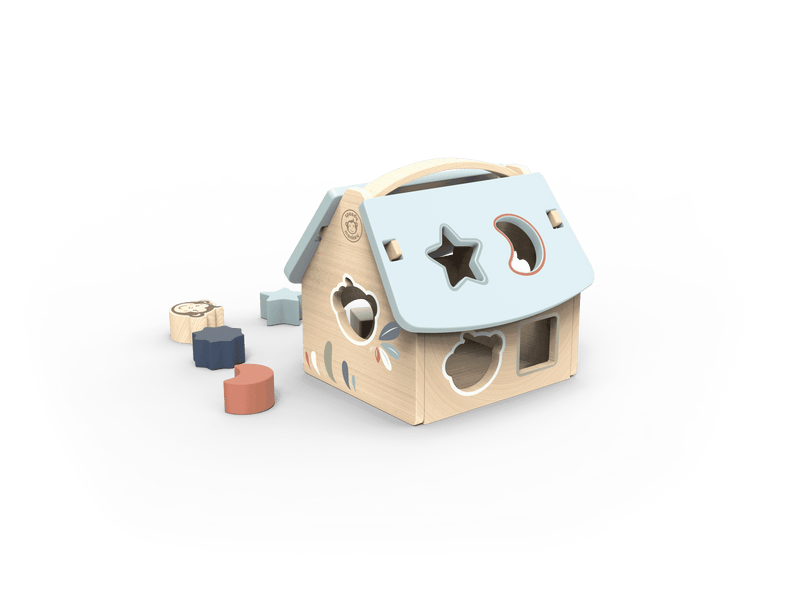 Speedy Monkey Wooden House Shape Sorter with 8 Blocks