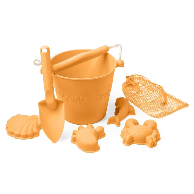 Scrunch Beach Bundle - Bucket, Spade & Moulds - Various Colours