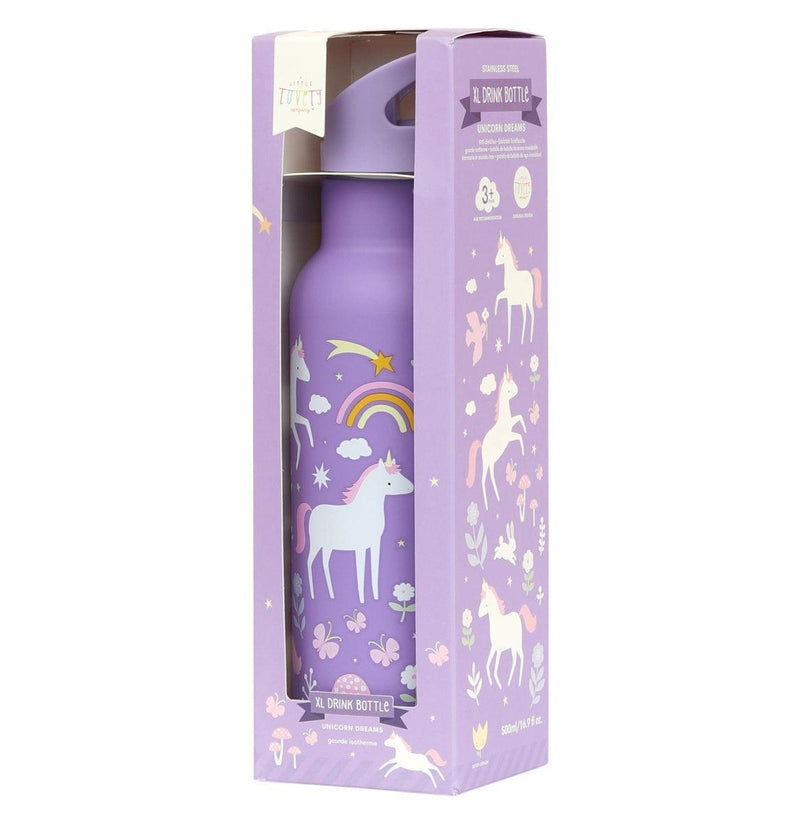 A Little Lovely Company - XL Stainless Steel Drink / Water Bottle: Unicorn Dreams