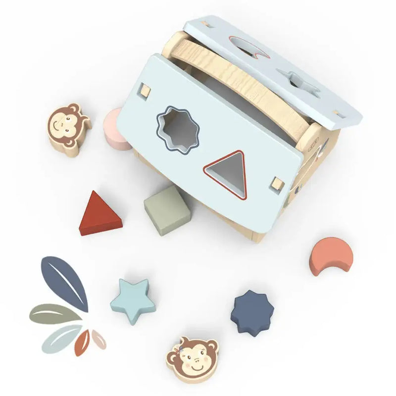 Speedy Monkey Wooden House Shape Sorter with 8 Blocks