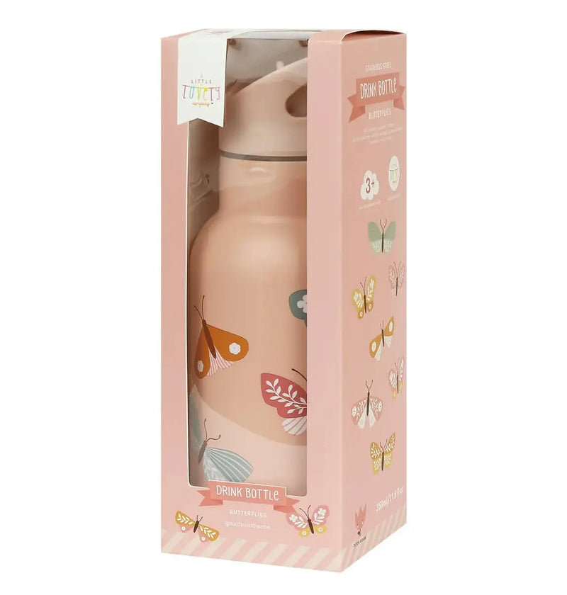 A Little Lovely Company Kids Stainless Steel Drink / Water Bottle: Butterflies