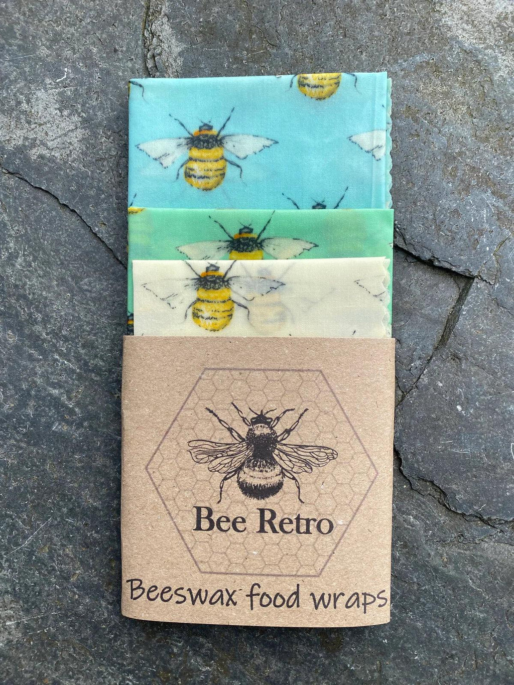 Bee Retro - Eco Friendly Beeswax Food Wraps - Blue Bee - ScandiBugs