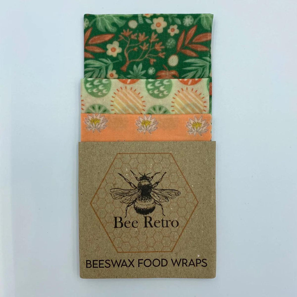 Bee Retro - Eco Friendly Beeswax Food Wraps - Green Floral - ScandiBugs