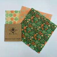 Bee Retro - Eco Friendly Beeswax Food Wraps - Green Floral - ScandiBugs