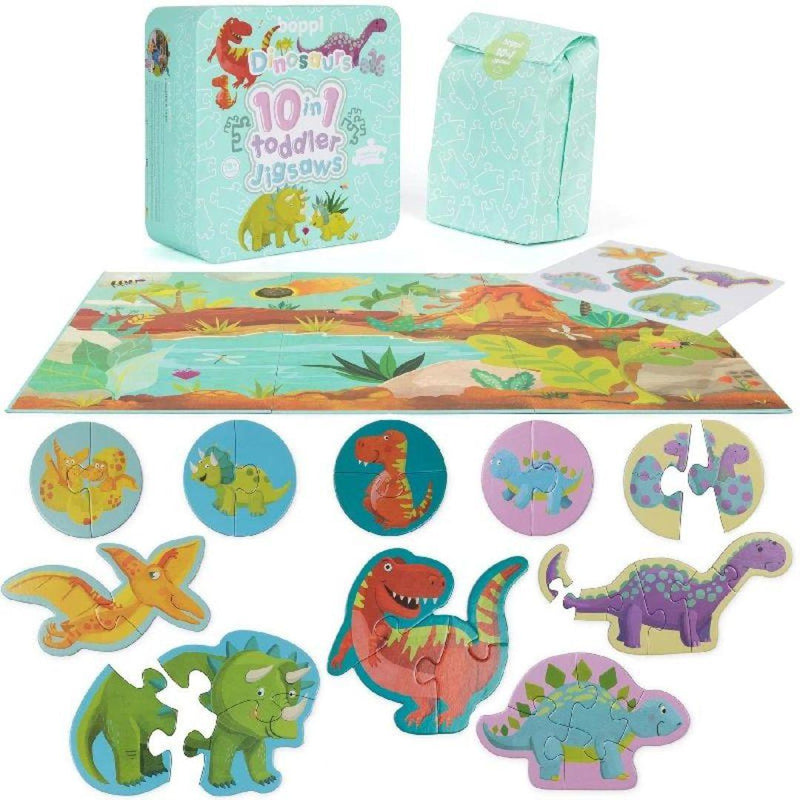 Boppi 10 in 1 Toddler Jigsaw Puzzle - Dinosaurs - ScandiBugs