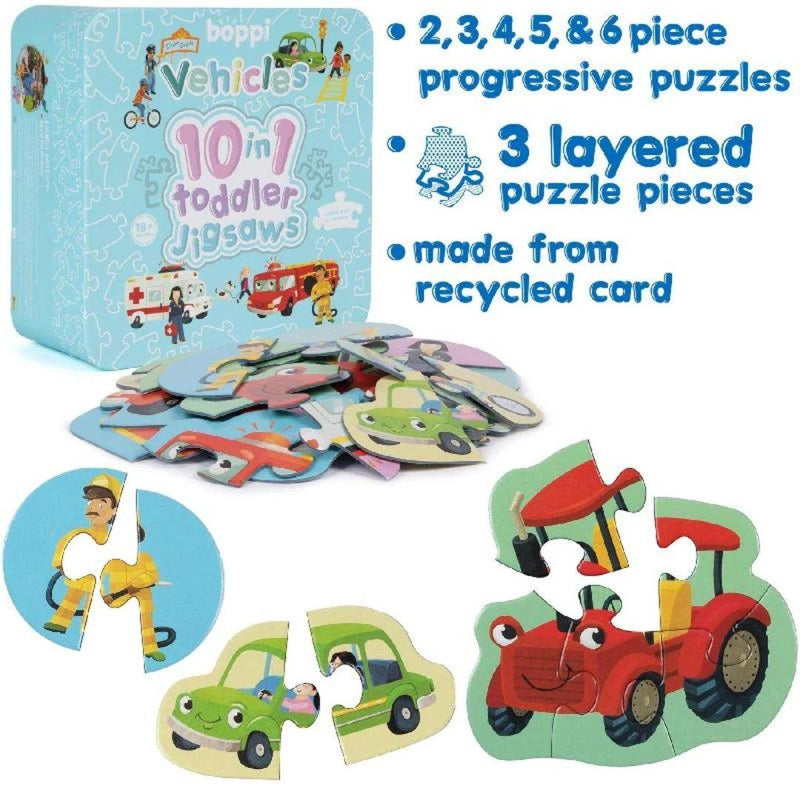 Boppi 10 in 1 Toddler Jigsaw Puzzle - Vehicles - ScandiBugs