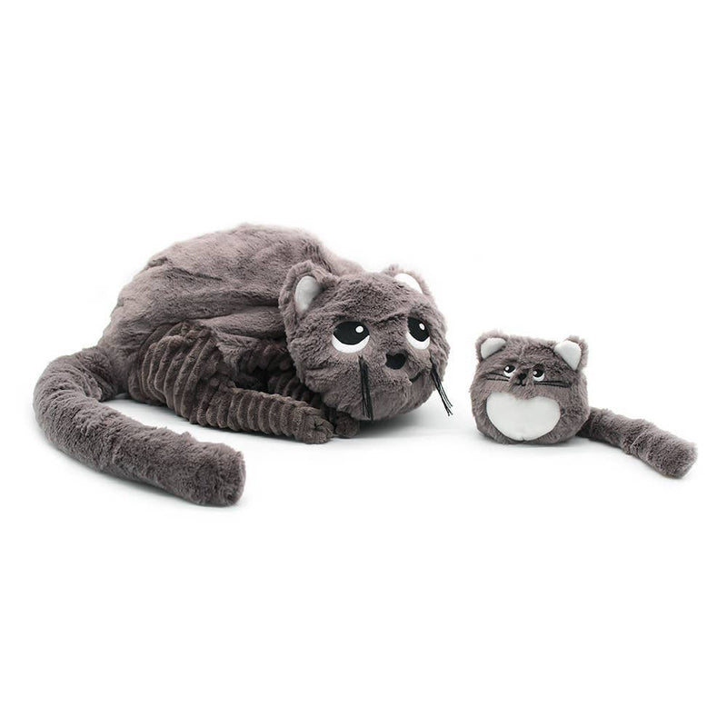 Les Ptipotos - Charlie The Cat Mum & Baby: Brown Grey