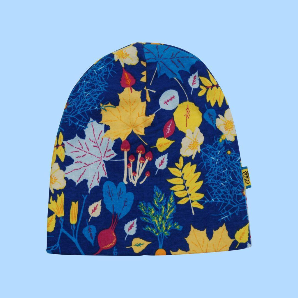 DUNS Fall Flowers Blue - Double Layer Beanie Hat - ScandiBugs