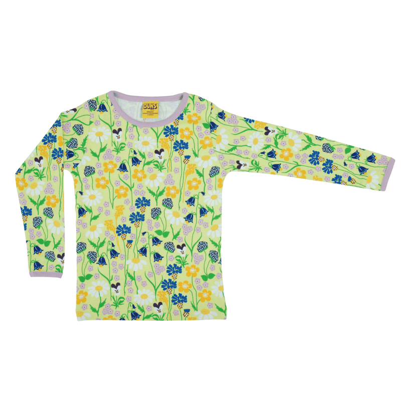 DUNS Midsummer Flowers - Sharp Green - Long Sleeve Top : ScandiBugs