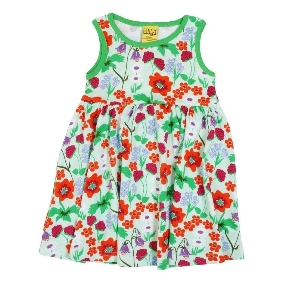 DUNS Summer Flowers - Bay Green - Sleeveless Gather Twirly Dress : ScandiBugs