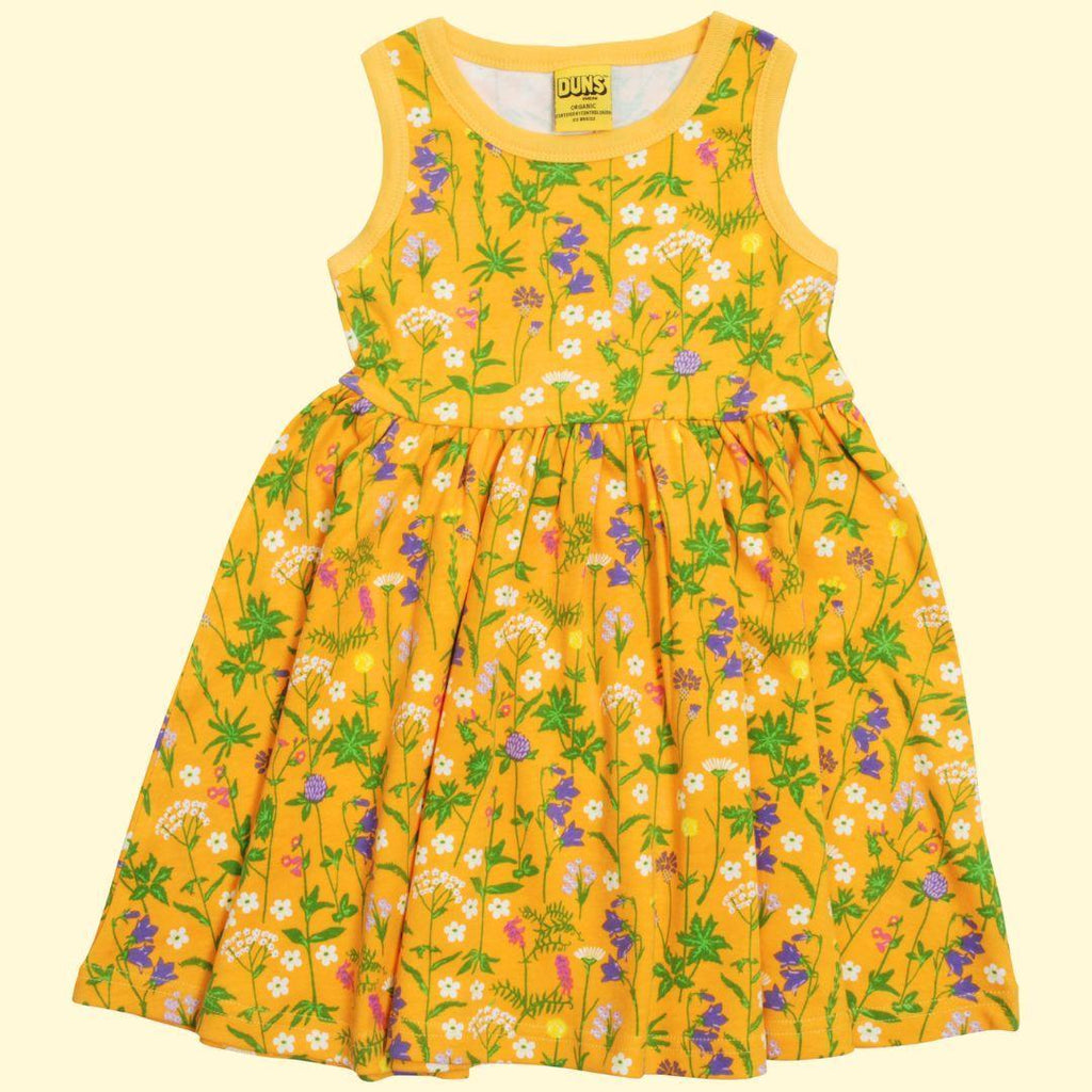 DUNS Wild Flower Orange- Sleeveless Gather Twirly Dress - ScandiBugs