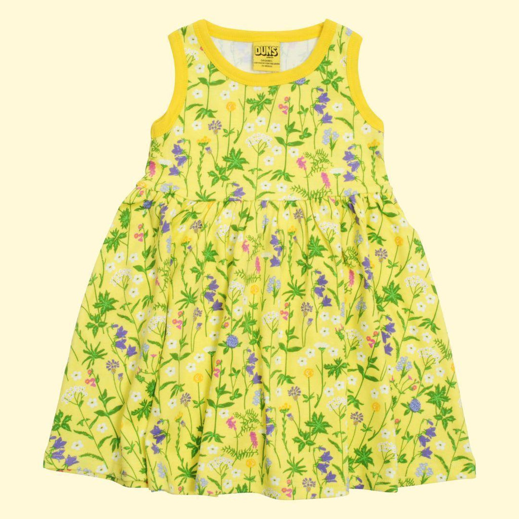 DUNS Wild Flower Yelllow- Sleeveless Gather Twirly Dress - ScandiBugs