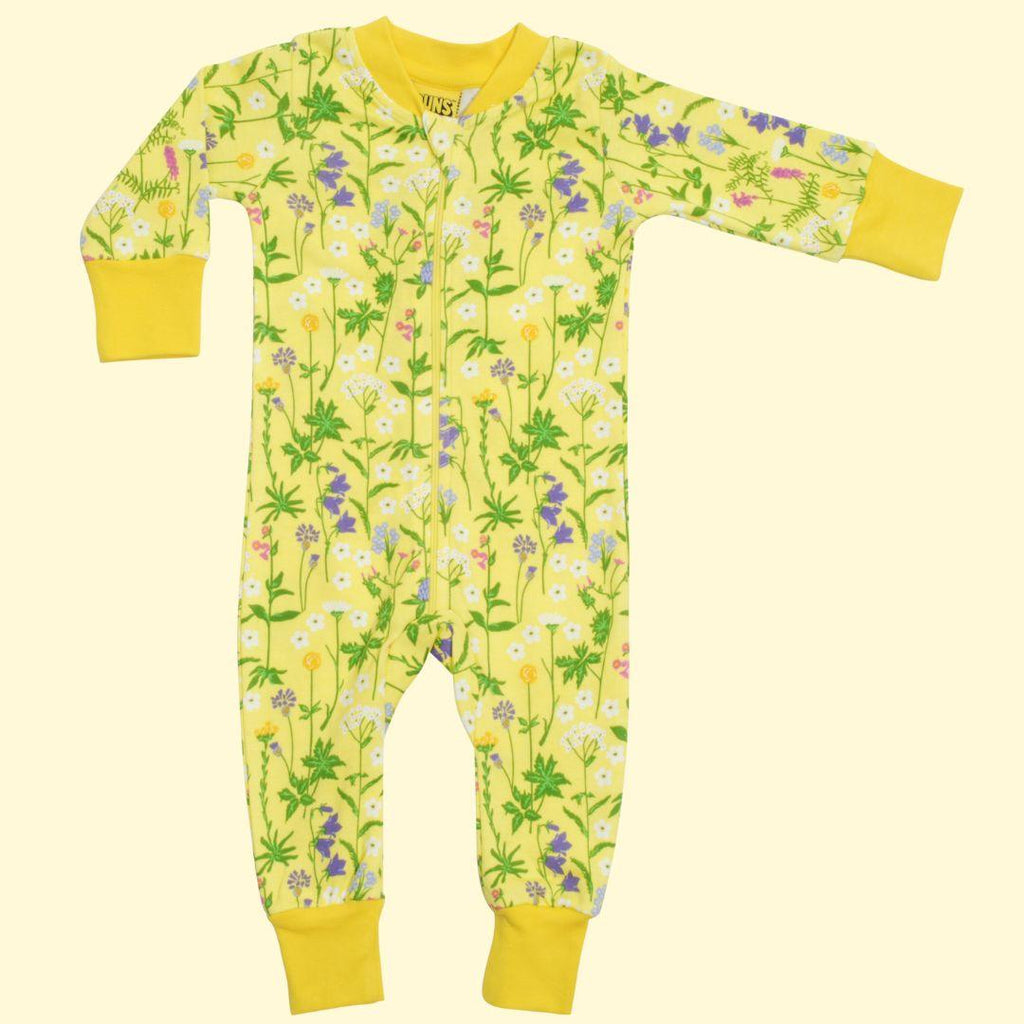 DUNS Wild Flower Yellow - Long Sleeve Zip Suit - ScandiBugs