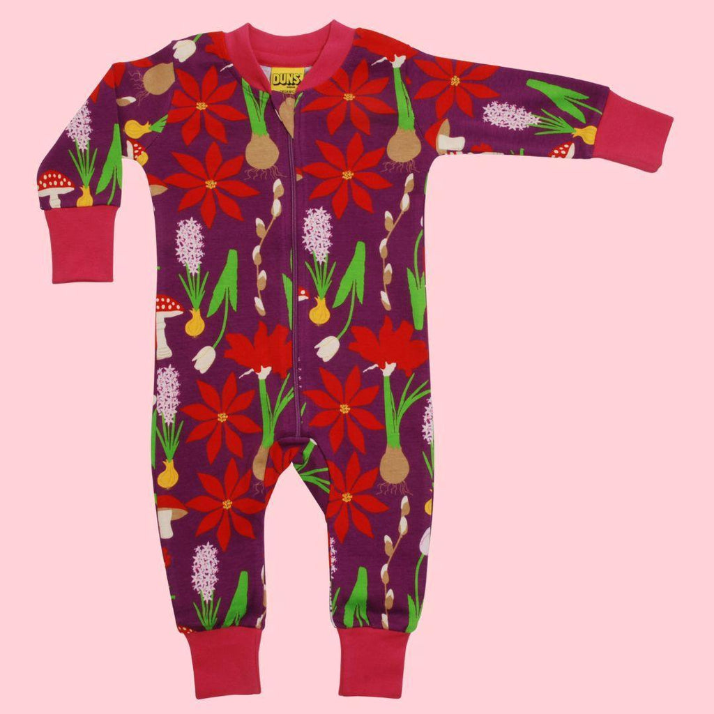 DUNS Winter Flowers - Long Sleeve Zip Suit - ScandiBugs