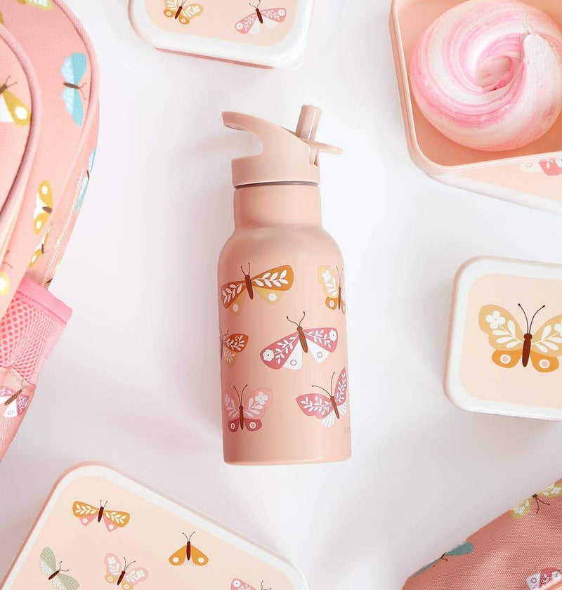 A Little Lovely Company Kids Stainless Steel Drink / Water Bottle: Butterflies
