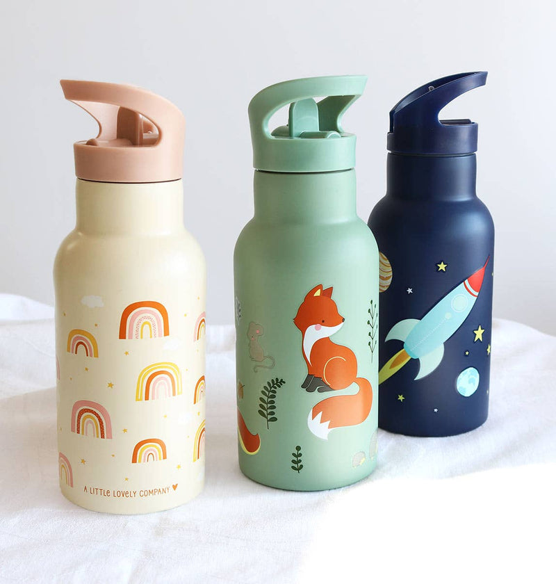 A Little Lovely Company - Kids Stainless Steel Drink / Water Bottle: Rainbows