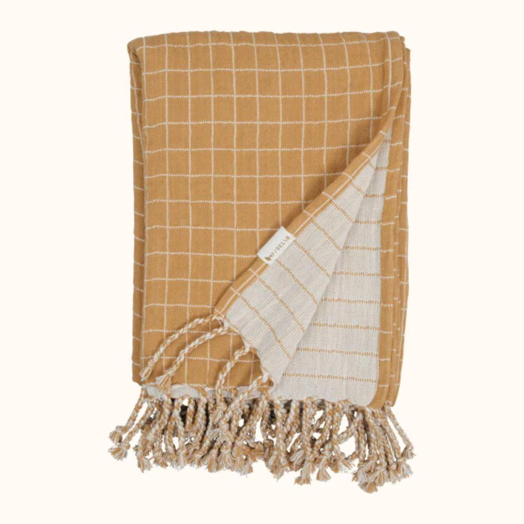 Fabelab Grid Baby Blanket - Ochre - ScandiBugs