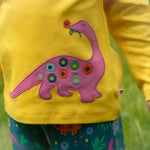 Piccalilly Long Sleeved Appliqué Top - Dinosaur - ScandiBugs