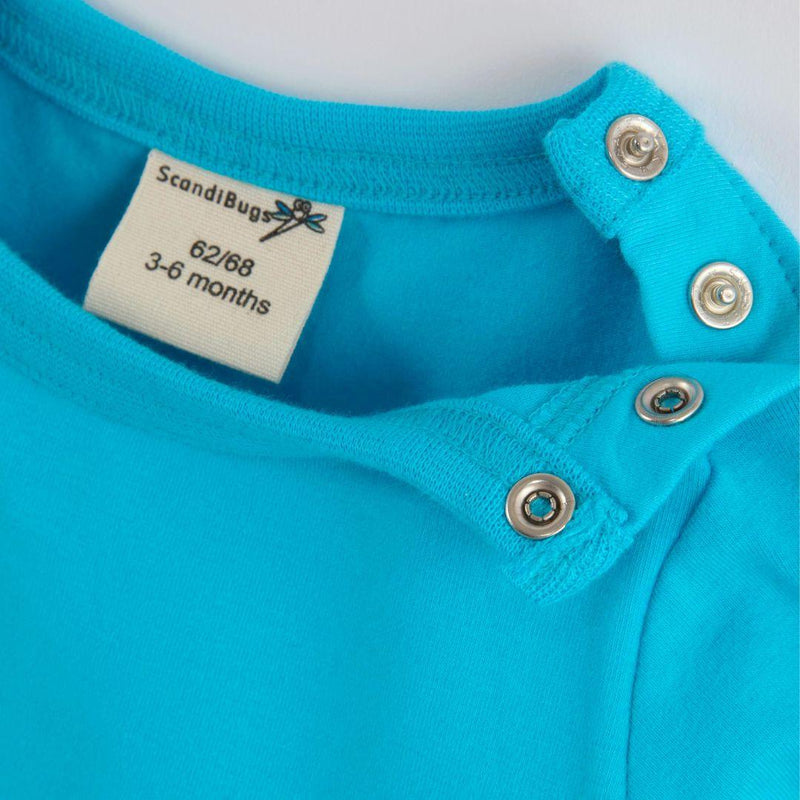 ScandiBugs Own Label Organic Long Sleeve Vest - Tempting Turquoise - ScandiBugs