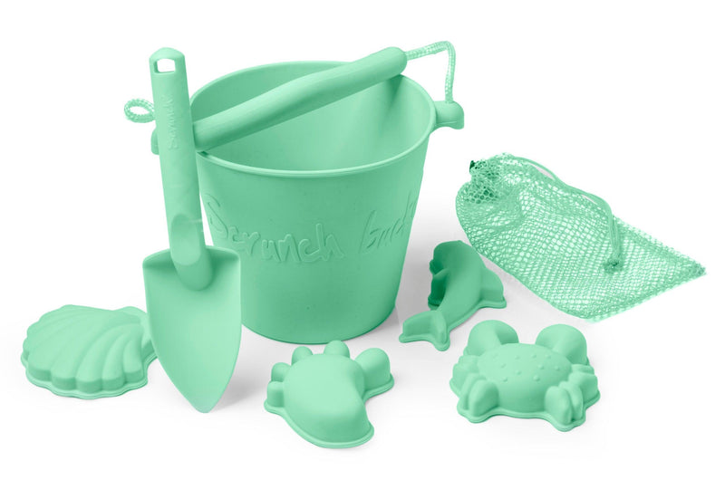 Scrunch Beach Bundle - Bucket, Spade & Moulds - Various Colours - ScandiBugs