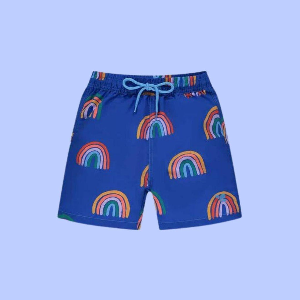 UV Protective Swim Shorts - Blue Rainbow - ScandiBugs
