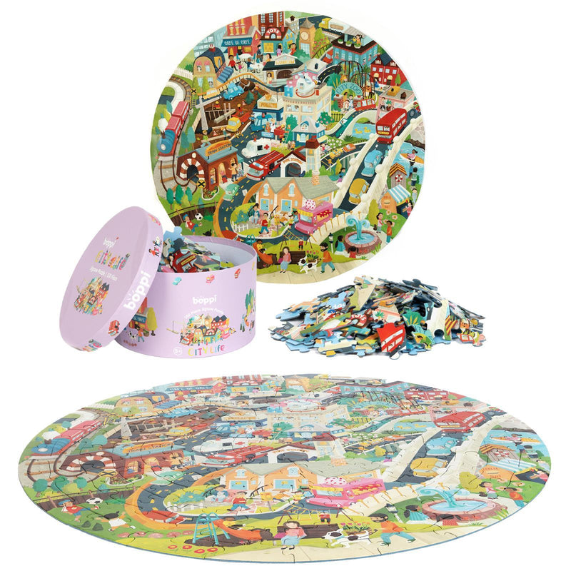 Boppi 150 Piece Round Jigsaw Puzzle - City Life - ScandiBugs