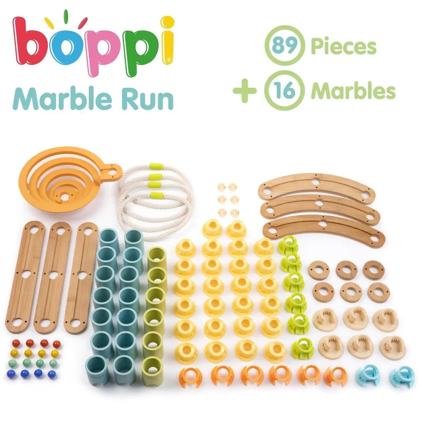Boppi Wooden Bamboo Marble Run Advanced Pack ScandiBugs