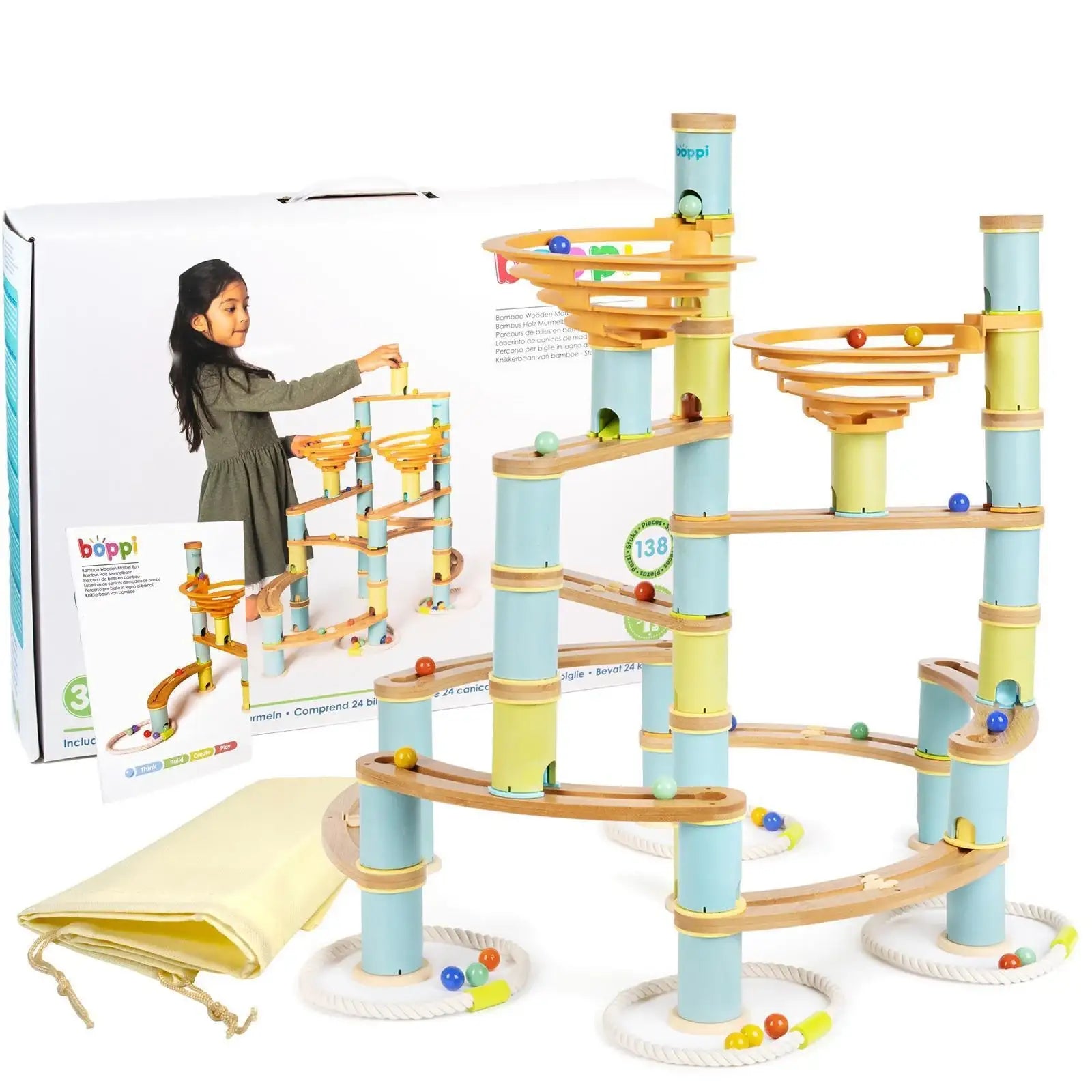 Boppi Wooden Bamboo Marble Run Jumbo Pack ScandiBugs