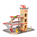 Boppi Wooden Toy Parking Garage Carpark with Helipad - ScandiBugs